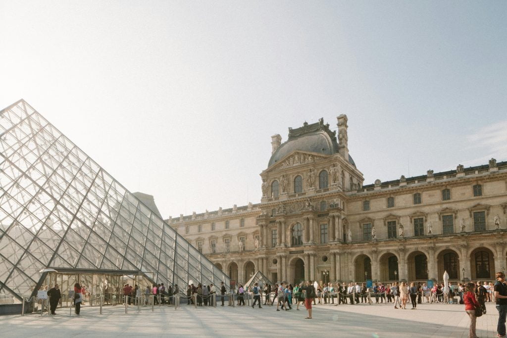 Long Lines in Front of Louvre Museum